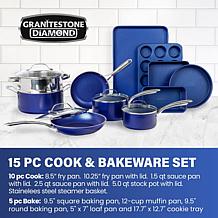Granitestone Blue 15pc Nonstick Pots & Pans Cookware and Bakeware Set