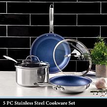 GraniteStone Blue Stainless Steel Nonstick Pots and Pans Set - 5 Piece
