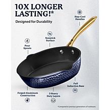 Granitestone Charleston Hammered Navy 4-Quart Deep Sauté Pan w/ Lid