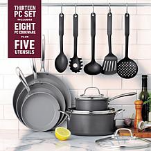 GraniteStone Pro Hard-Anodized Pots and Pans with Utensils - 13 Piece
