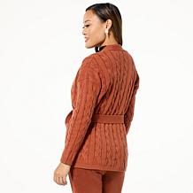 GREY by Jhoan Sebastian Grey Cable Knit Belted Cardigan