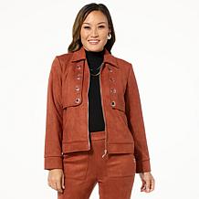 GREY by Jhoan Sebastian Grey Faux Suede Cropped Jacket