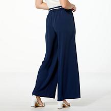 GREY by Jhoan Sebastian Grey Stretch Crepe Twill Wide Leg Trouser Pant