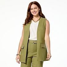 GREY by Jhoan Sebastian Grey Swing Vest with White Topstitch