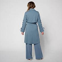 Greyby Jhoan Sebastian Grey Stretch Twill Lace Up Sleeve Spring Trench