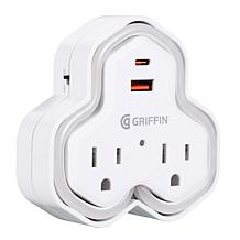Griffin 2-Outlet Wall Tap with USB and Neon Light