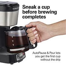 Hamilton Beach 5-Cup Compact Coffee Maker with Clock & Glass Carafe