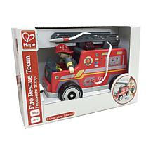Hape Fire Truck Playset - Wooden Fire Engine with Action Figure