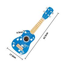 Hape Kid's Wooden Toy Ukulele - 21in Musical Instrument - Blue Dot