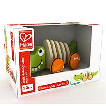 Hape Walk-A-Long Croc, Green, Wooden Toddler Pull Along Toy