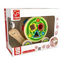 Hape Walk-A-Long Snail - Wooden Toddler Pull Along Toy with Shapes
