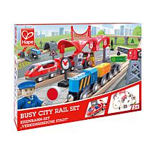 Hape Wooden Train Set Busy City Rail Set - 51 Pieces