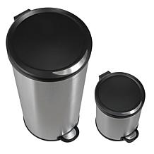 happimess Oscar 8-Gallon Stainless Steel/Black Trash Can with Mini Can