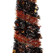 Harvest Lane Halloween 71" Pop-Up Tinsel Tree with 6-Hour Timer