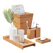 Hastings Home 5-Piece Bamboo Bathroom Décor Set - Brown