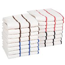 Hastings Home Cotton Dish Cloths, White with Colored Stripes 16-Pack