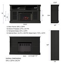 Hastings Home Electric Fireplace TV Stand for TVs up to 59" w/ Shelves