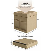 Hastings Home Foldable Storage Cube Ottoman with Pockets 2-Pack