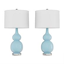 Hastings Home Gourd Ceramic LED Table Lamp 2-Pack