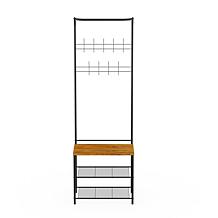Hastings Home Metal Entryway Storage Rack with Bench - Black & Brown