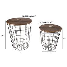 Hastings Home Nesting Side Table 2-Piece Set - Black