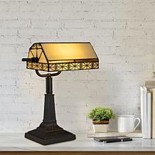 Hastings Home Tiffany Style Bankers LED Desk Lamp - Brown & Yellow