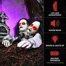 Haunted Hill Farm 0.8-Ft. Crawling Double Head Girl Animatronic