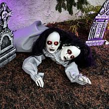 Haunted Hill Farm 0.8-Ft. Crawling Double Head Girl Animatronic