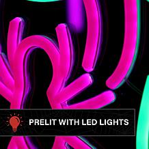 Haunted Hill Farm 0.9-Ft. Neon Pink & Green LED Spider with Web Wal...