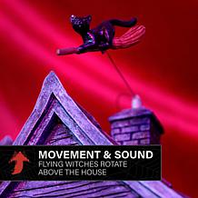 Haunted Hill Farm 1-Ft. Animated LED Haunted House with Flying Witc...