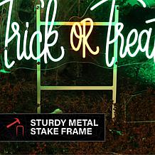 Haunted Hill Farm 1-Ft. Neon Green & Red LED Trick or Treat Wall De...