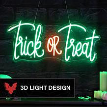 Haunted Hill Farm 1-Ft. Neon Green & Red LED Trick or Treat Wall De...