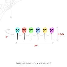 Haunted Hill Farm 1-Ft. Skull Stakes with Lights, Set of 6