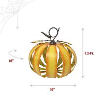 Haunted Hill Farm 1.2-Ft. Metal LED 3D Pumpkin Lantern Decoration f...
