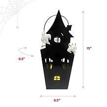 Haunted Hill Farm 1.3-Ft. LED Metal Haunted House Decoration for In...