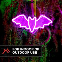 Haunted Hill Farm 13.8-in. Neon Purple LED Bat Wall Decoration for ...
