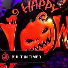 Haunted Hill Farm 1.7-Ft. LED Black Happy Halloween Sign with Ghost...