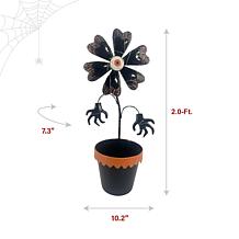Haunted Hill Farm 2-Ft. LED Metal Flower in Pot Decoration with Sta...