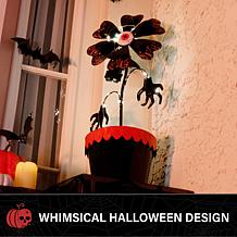 Haunted Hill Farm 2-Ft. LED Metal Flower in Pot Decoration with Sta...