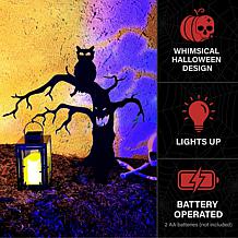 Haunted Hill Farm 2-Ft. LED Metal Spooky Tree with Owl & Lantern fo...