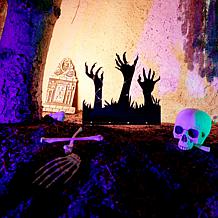 Haunted Hill Farm 2-Ft. LED Metal Zombie Hands Coming From Ground D...