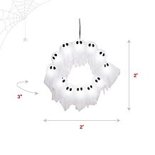 Haunted Hill Farm 2-Ft. Lighted Black & White Ghost Wreath for Indo...