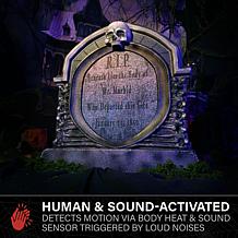 Haunted Hill Farm 2.1-Ft. Pushout Skull Tombstone Animatronic