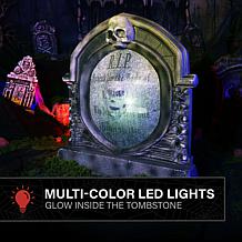 Haunted Hill Farm 2.1-Ft. Pushout Skull Tombstone Animatronic