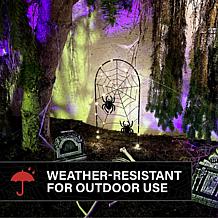 Haunted Hill Farm 2.6-Ft. LED Metal Spiderweb with Stake for Indoor...