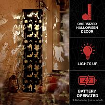 Haunted Hill Farm 2.7-Ft. Decorative Metal Pillar Lantern with Cat ...