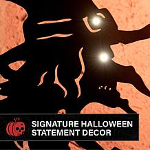Haunted Hill Farm 3-Ft. Black Metal Lighted Witch & Cat Decoration ...