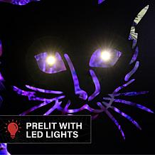 Haunted Hill Farm 3-Ft. Metal Black Cat Decoration with LED Eyes fo...
