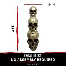 Haunted Hill Farm 3' Golden Skull Stack Pre-lit LED Resin Figurine  
