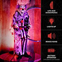 Haunted Hill Farm 3.1-Ft. Standing Animated Clown with Plate Animat...